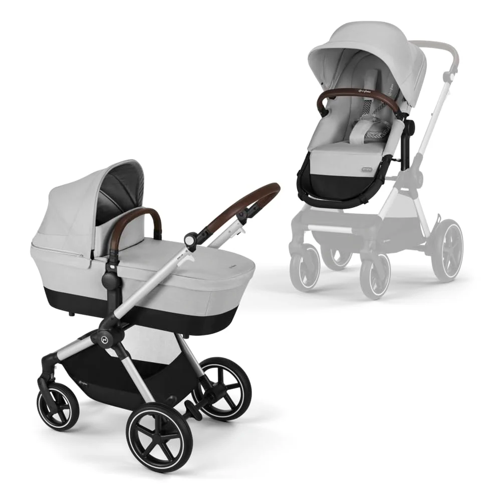 CYBEX Gold Kinderwagen EOS Lux 2-in-1 met Aton B2 i-Size autostoel en autostoeladapters, reissysteem, vanaf de geboorte tot 22 kg (ca. 4 jaar), Moon Black (Zwart)