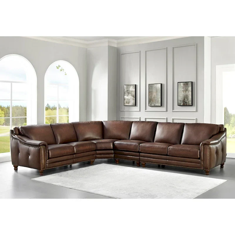 Hydeline Belfast L-Shaped Sectional Sofa in Top Grain Leather