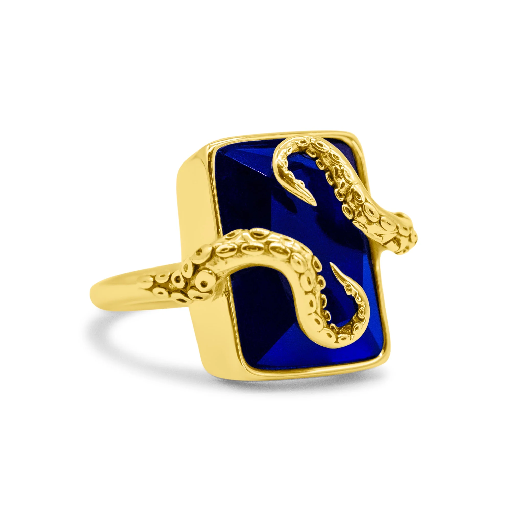 Kraken��s Embrace Blue Stone Gold Ring
