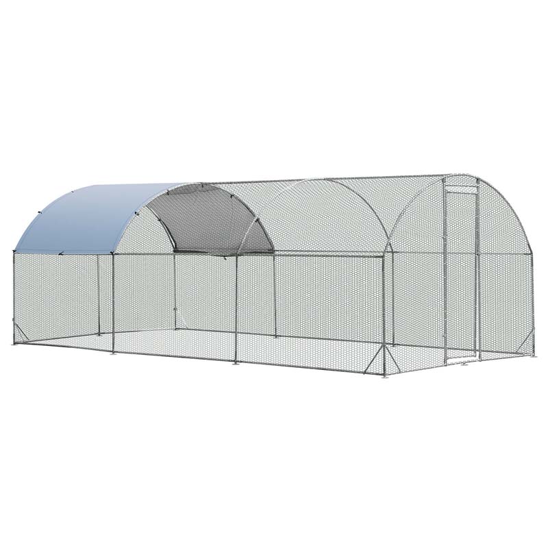 19 Ft Large Metal Chicken Coop Walk In Dome Poultry Cage Hen Run House Rabbits Habitat Cage With Cover - Waterproof Protective Cover