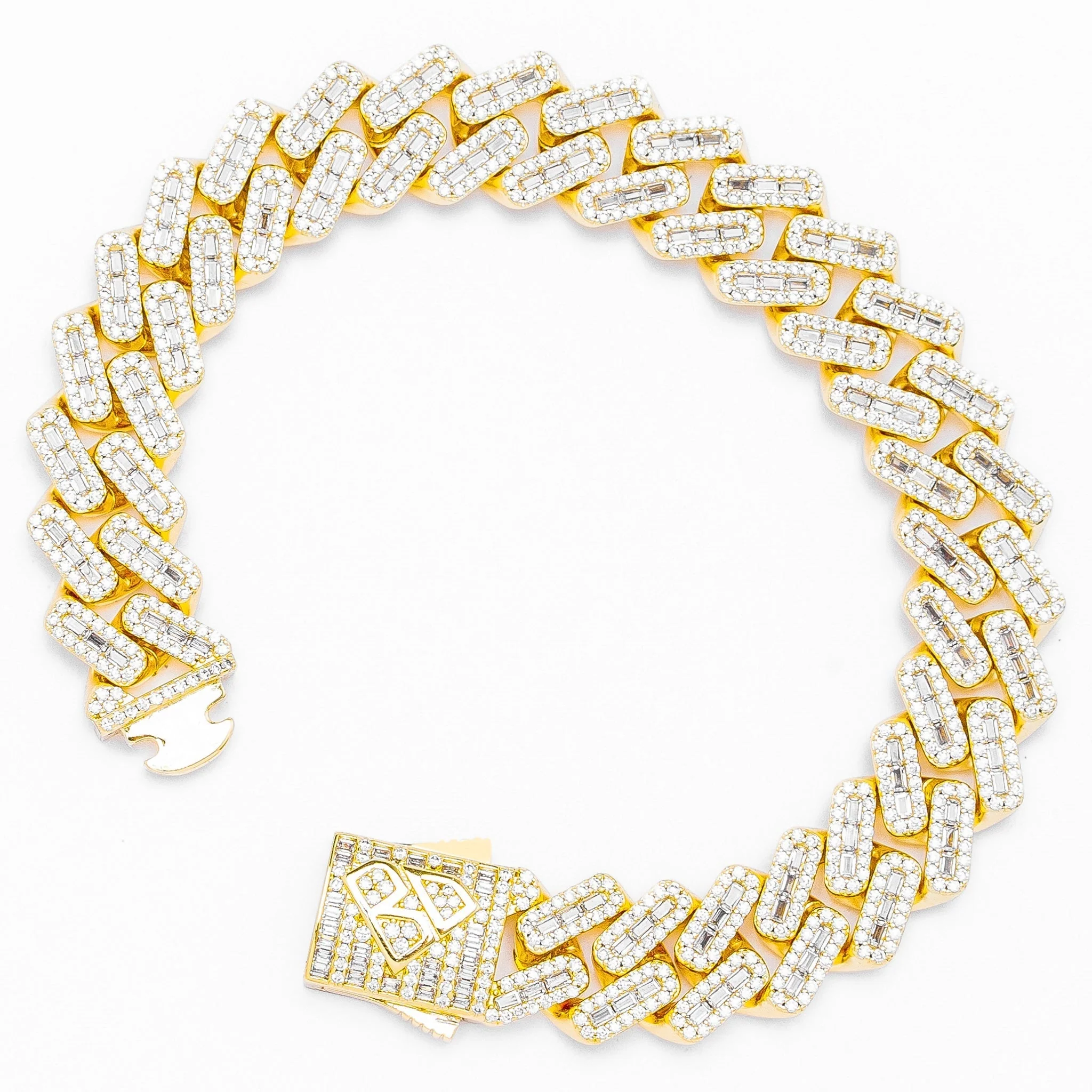Big Daddy 12MM Baguette Iced Out Rhombus Cuban Gold Bracelet