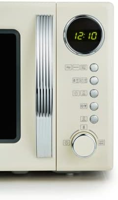 SEVERIN 2-in-1 Retro Mikrowelle mit Grillfunktion, Grillofen mit 5 Leistungsstufen und 8 Automatikprogrammen, hochwertige Mikrowelle mit Grill, ca. 700 W, creme / chrom, MW 7892