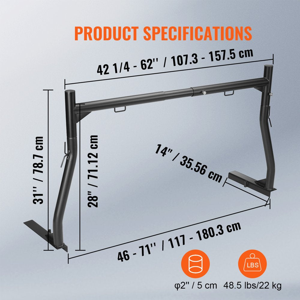 BENTISM Truck Rack 800Lbs Capacity Adjustable Width 46