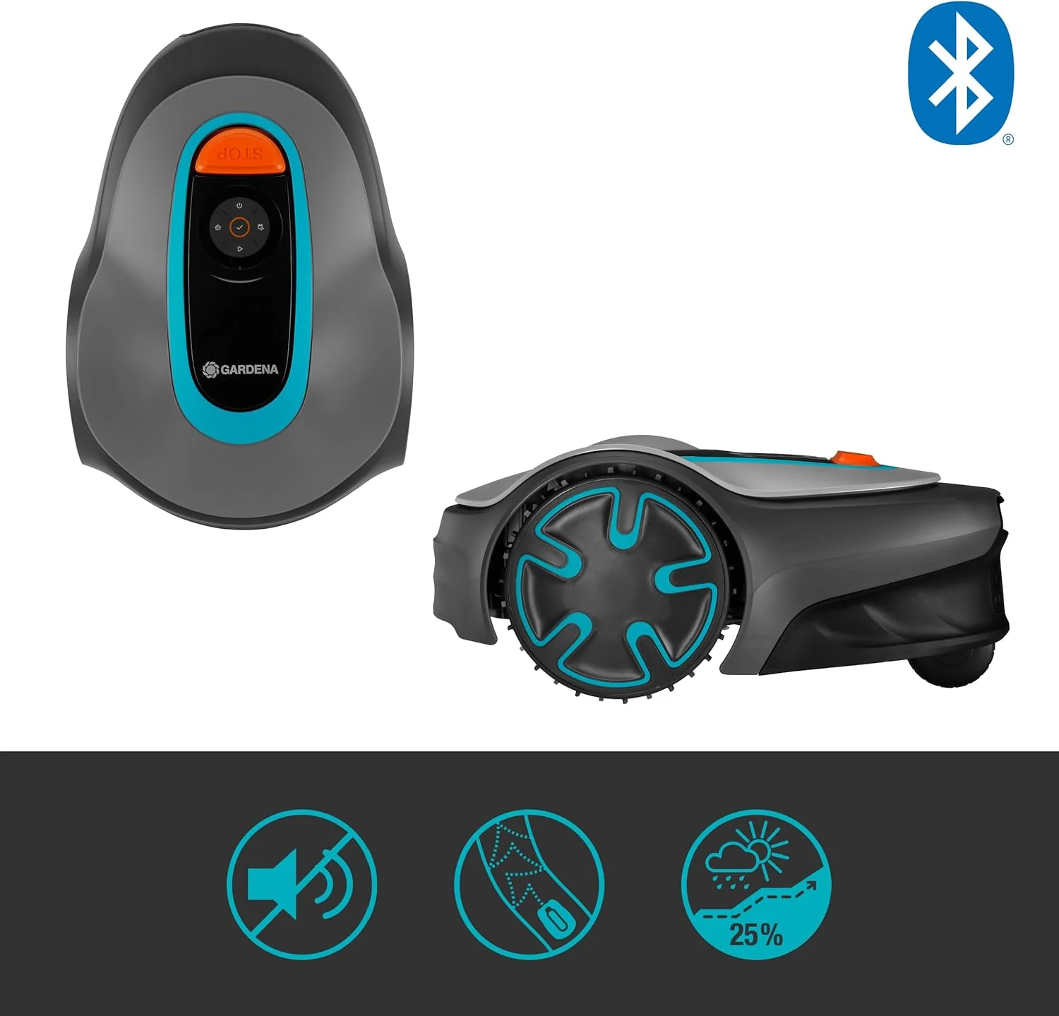 Gardena Robotmaaier SILENO minimo 500 m: intelligente grasmaaier met optimale connectiviteit, programmeerbaar met Gardena Bluetooth-app, DE-versie (15202-20)