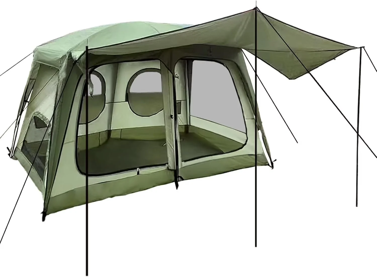 4-6 Person Camping Tent Waterproof, Ventilated Cabin Tents for Camping with Double Door