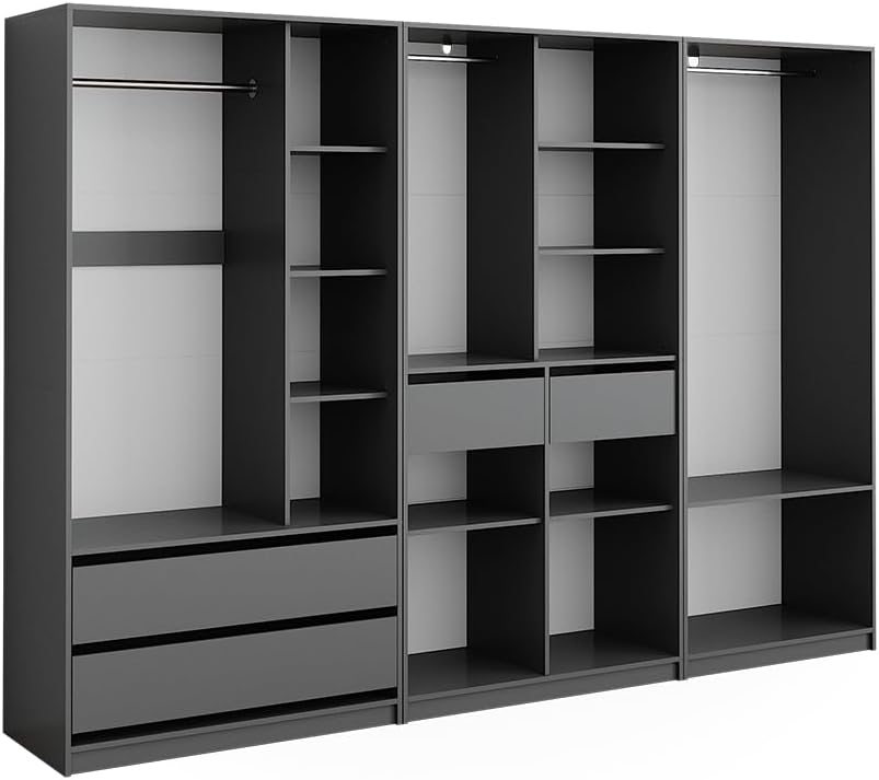 Vicco Elmo Cabinet, Anthracite, 280 x 200 cm, Pack of 3