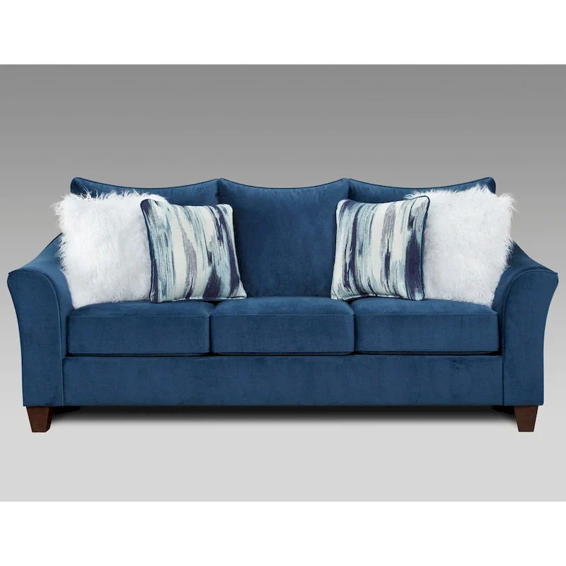 Roundhill Furniture Camero Navy Blue Fabric Pillowback 4-Piece Sofa Set