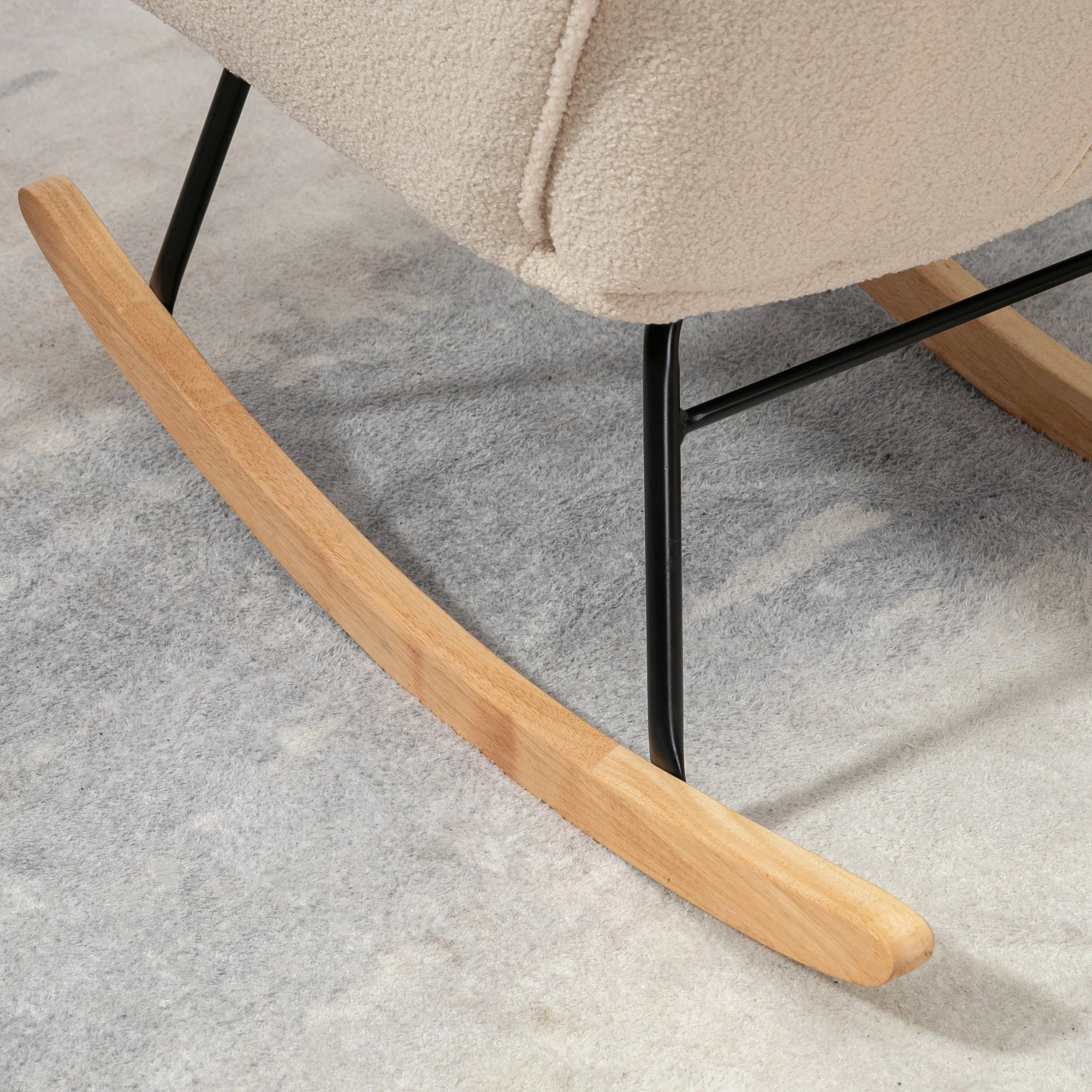 HOMCOM schommelstoel accentstoel tot 120 kg, polyester, beige
