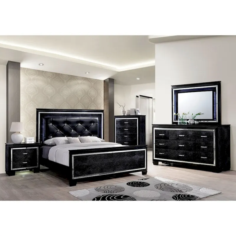 Ruff Crocodile Contemporary Wood 9-Drawer 2-piece Dresser and Mirror Set by Furniture of America