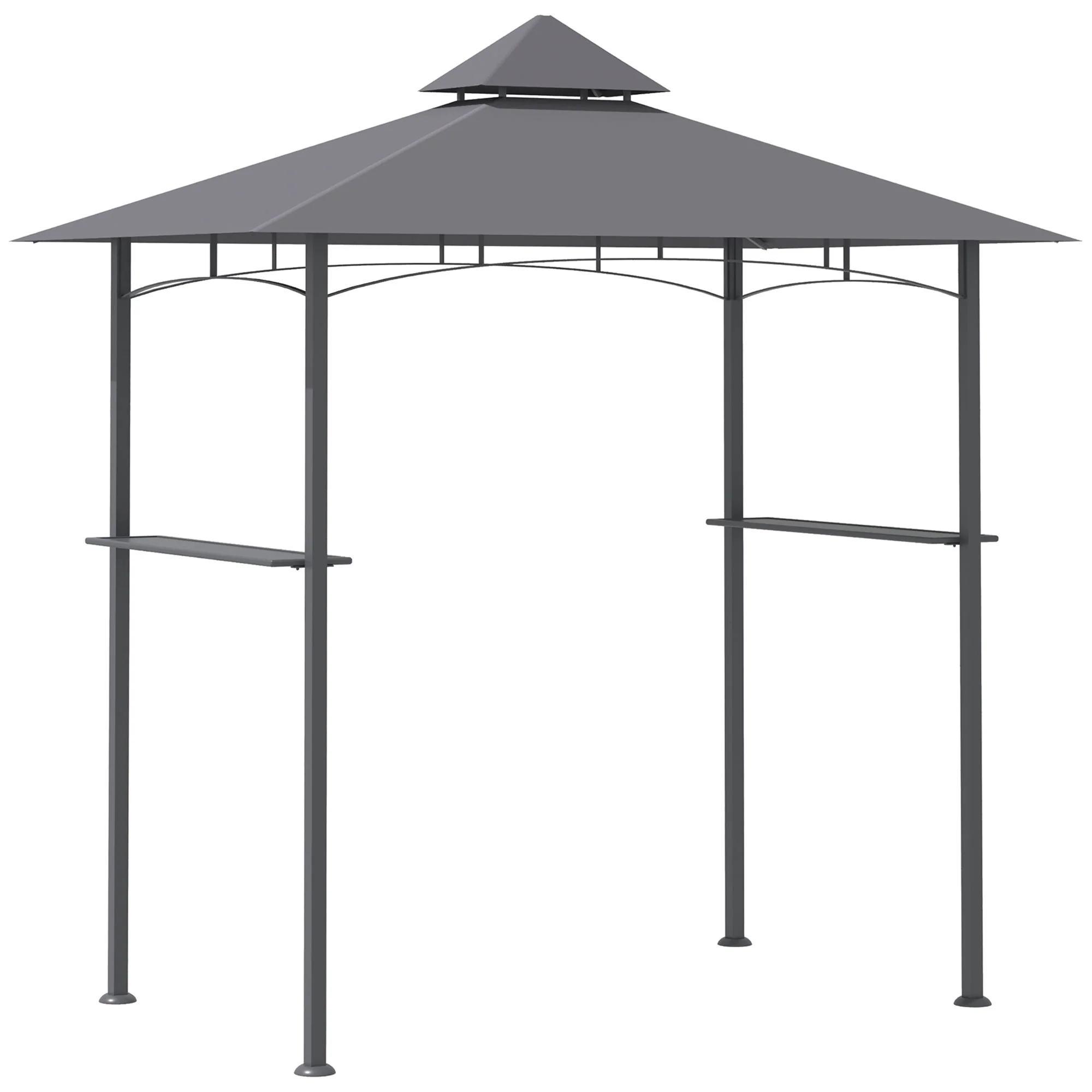 Outsunny Grillpavillon 245x148 cm mit Doppeldach Grau