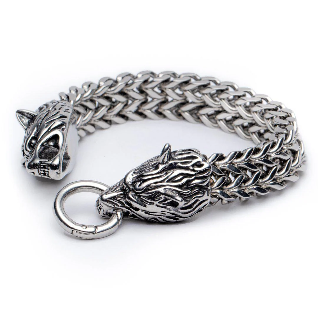 Wolf Armband - Gevlochten RVS - Ringsluiting - Kracht