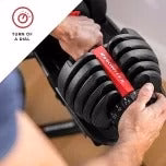 Bowflex SelectTech 552 Adjustable Dumbbells (pair), 2.3–23.8 kg, space-saving home fitness equipment
