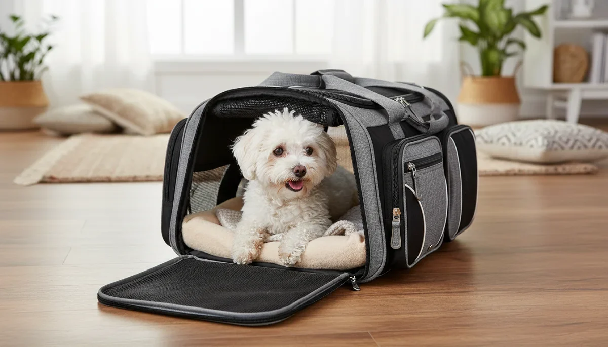 Soft-Sided Expandable Pet Carrier, Airline Approved Travel Bag, Medium Grey