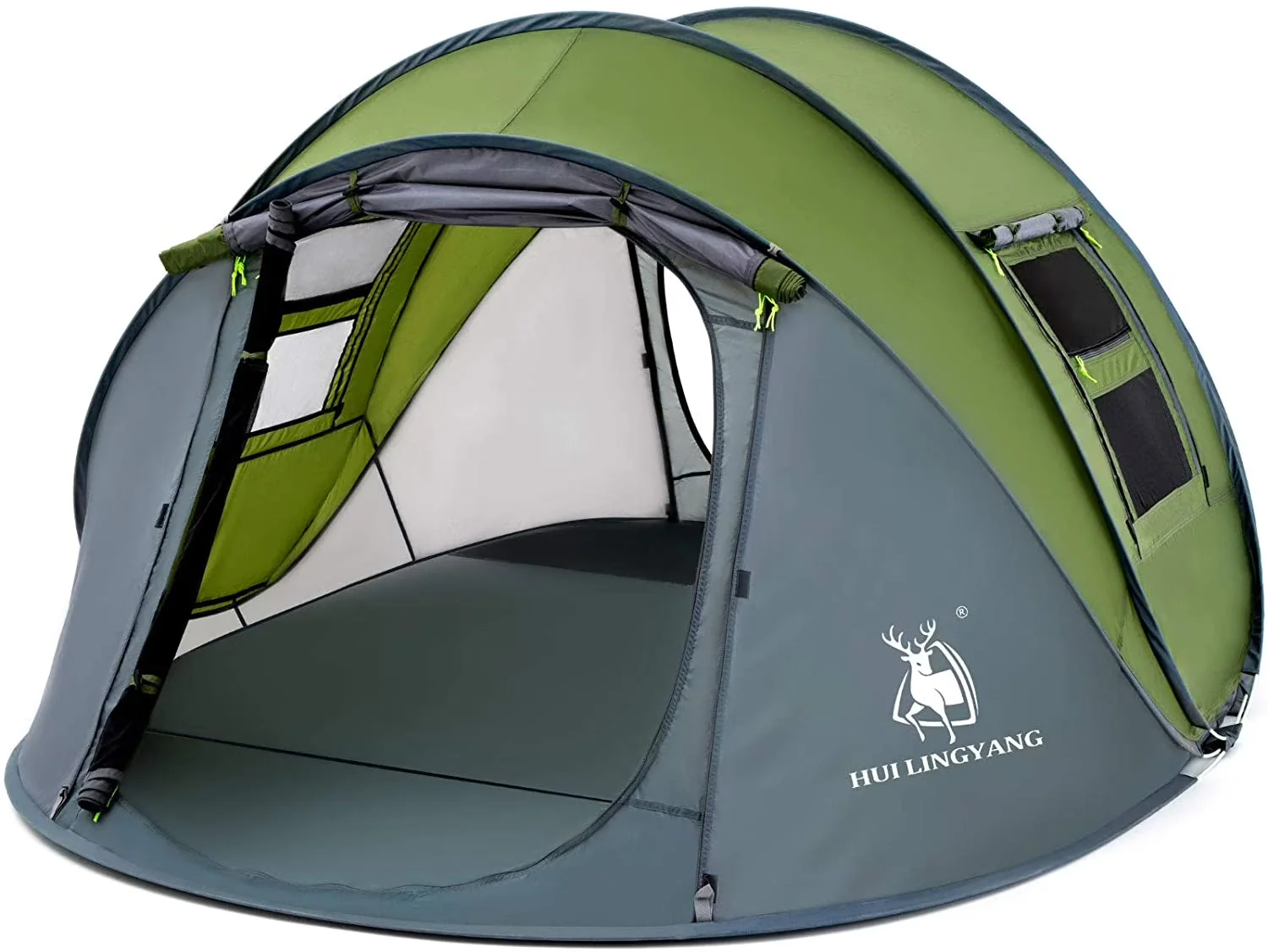 4 Person Easy Pop Up Tent,9.5-X6.6-X52'',Waterproof, Automatic Setup,2 Doors-Instant Family Tents for Camping, Hiking & Traveling