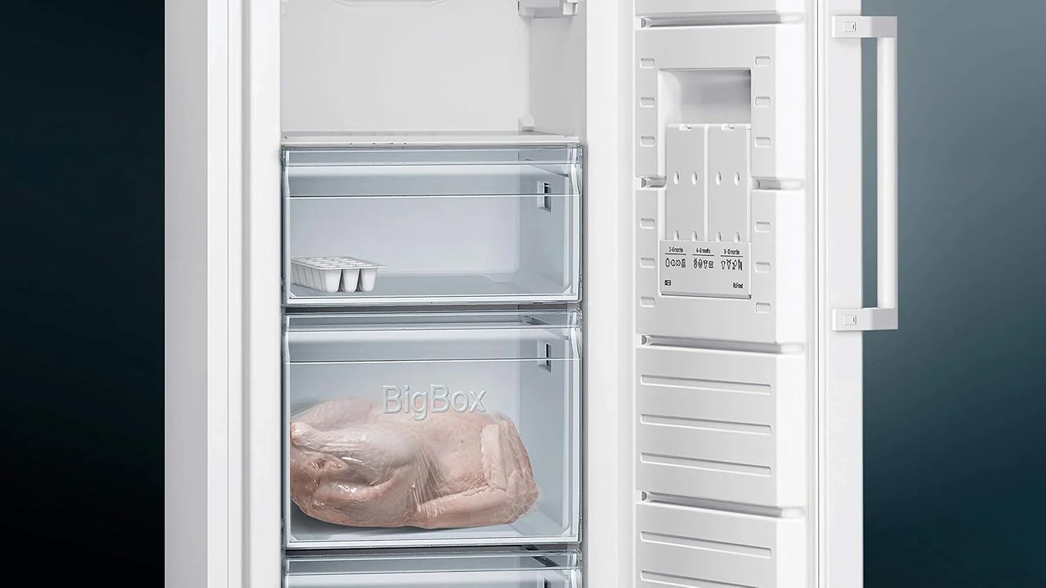Siemens GS58NDWDP, iQ500 Freistehender Gefrierschrank, 191 x 70 cm, 366 L, noFrost, bigBox, LED-Innenbeleuchtung, superFreezing, varioZone f��r anpassbaren Gefrierraum, freshSense
