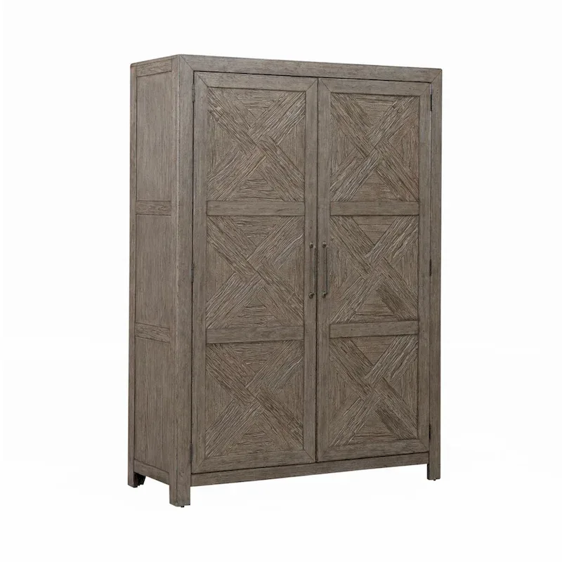 Skyview Lodge Cobblestone Oak Armoire - Spacious Bedroom Storage (54