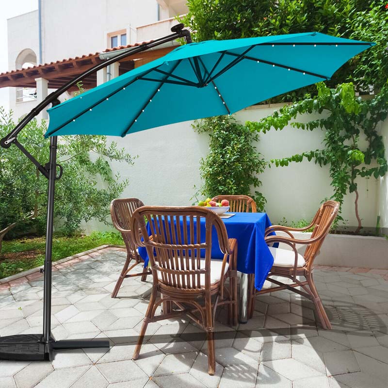 Eletriclife 10 Feet Solar Powered LED Patio Offset Umbrella without Weight Base