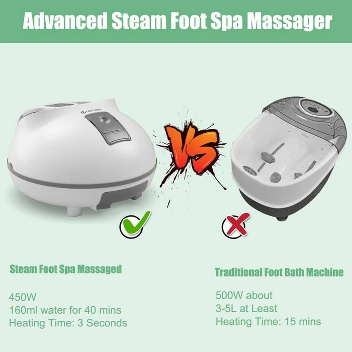 Eletriclife Steam Foot Spa Bath Massager Foot Sauna Care with Heating Timer Rollers