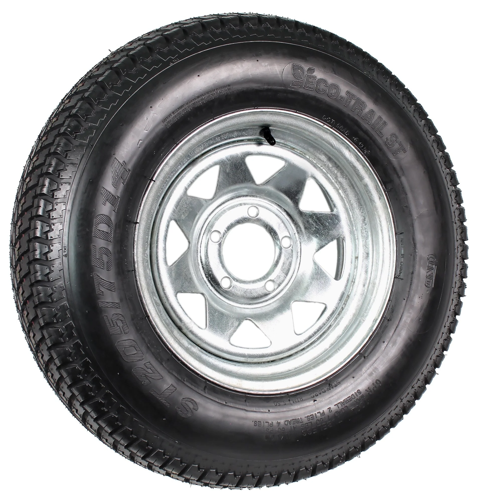 Neumático para remolque montado en llanta ST205/75D14 205/75-14 F78-14 Rueda de 5 pernos con radios galvanizados