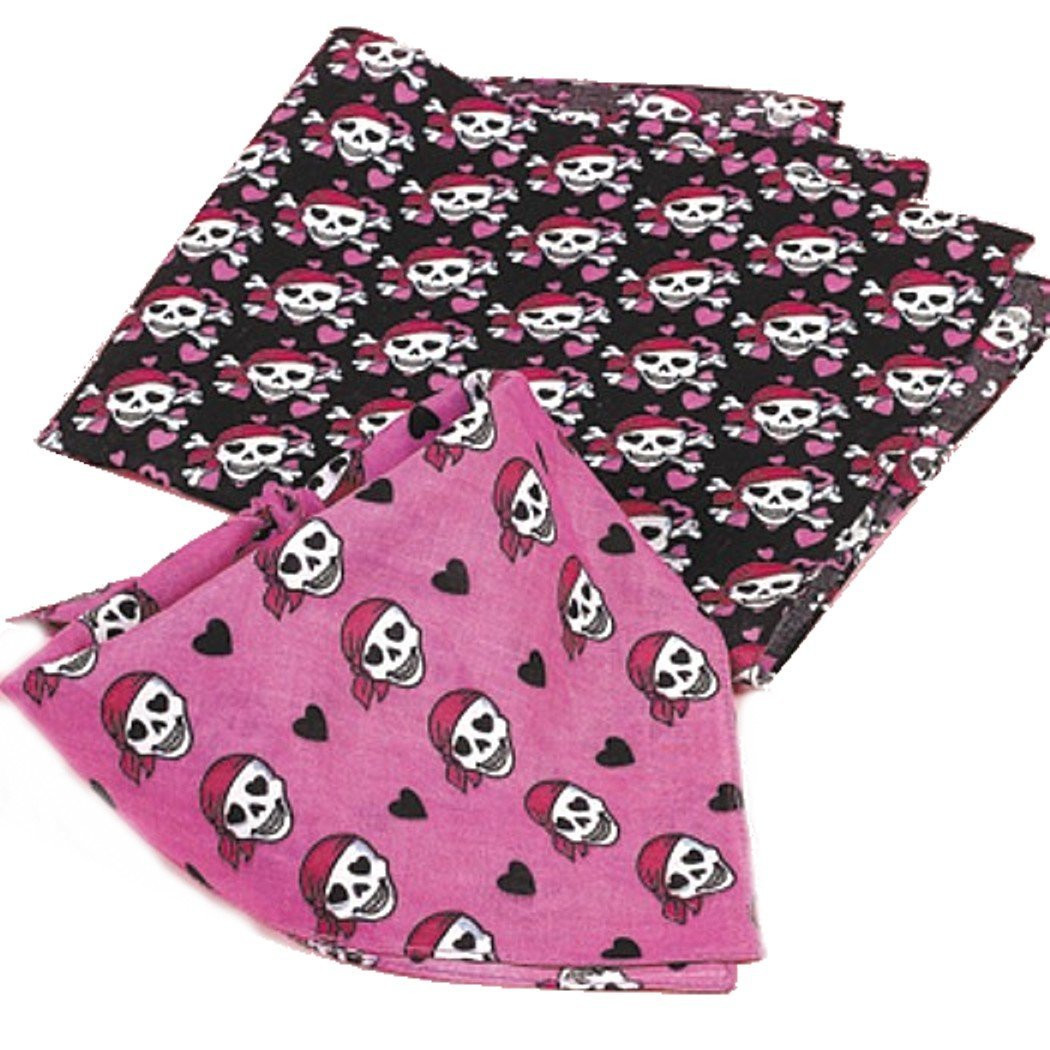 Pink Pirate Girl / Black Pirate Boy Mix Bandana 12 PACK 1982