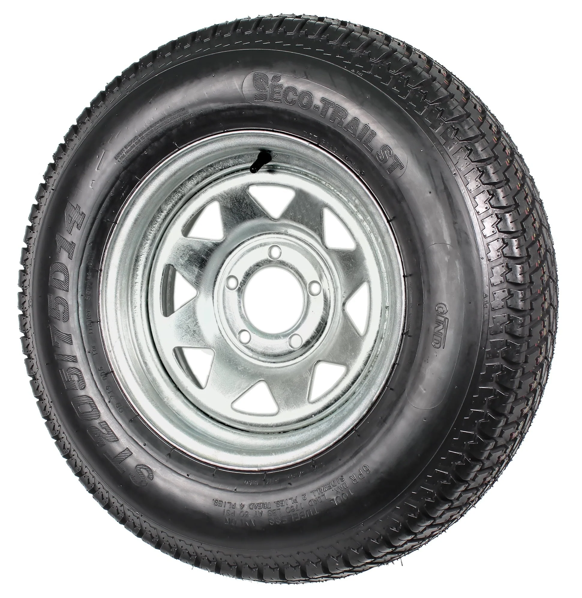 Neumático para remolque montado en llanta ST205/75D14 205/75-14 F78-14 Rueda de 5 pernos con radios galvanizados
