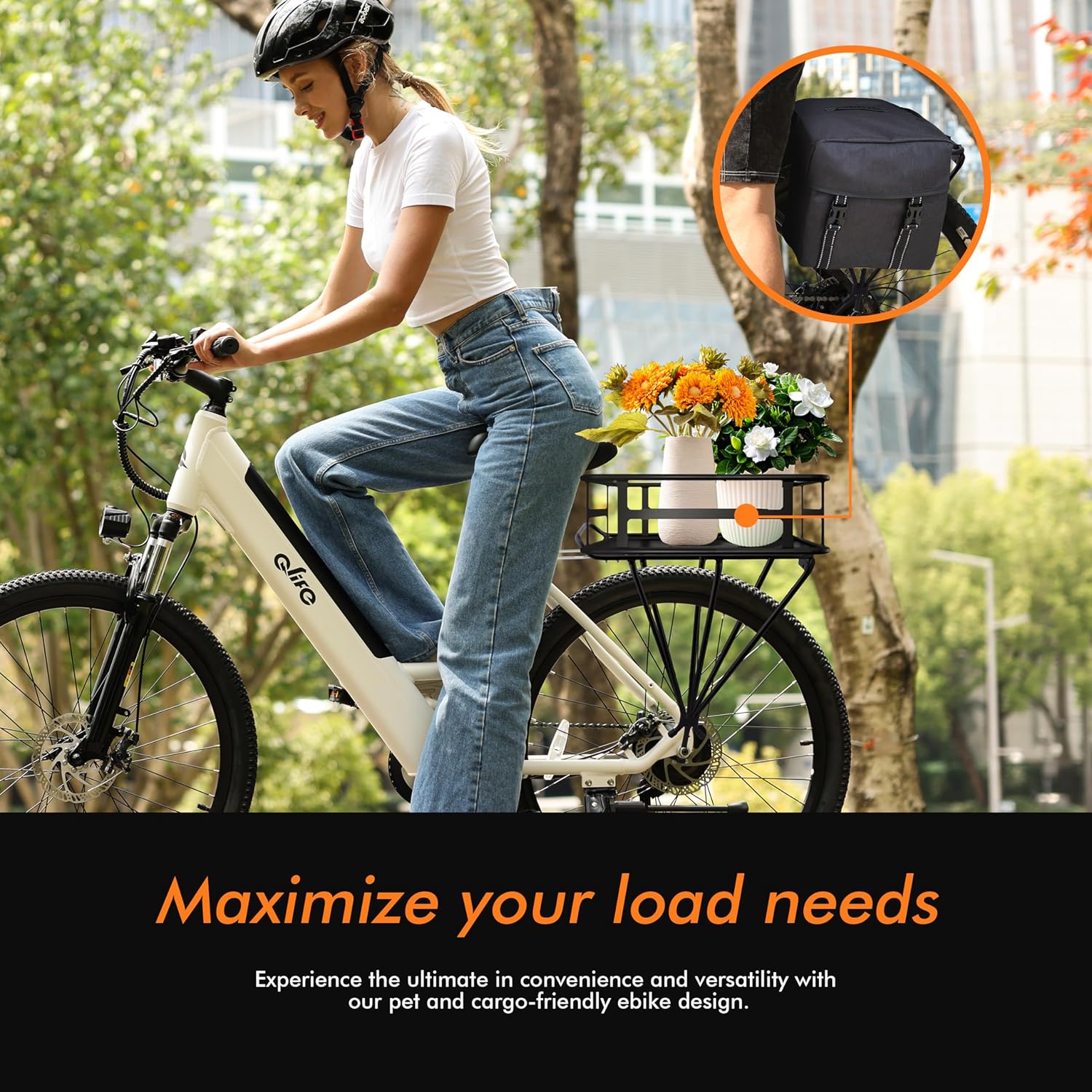 Qlife Cityone Electric Bike for Adults 26 Step-Through 22MPH Ebike with 2.1 Tire,UL2849 Certified Built-in Removable Battery,Peak 750W Motor Ebikes with 7 Speed, Commuter E Bicycle