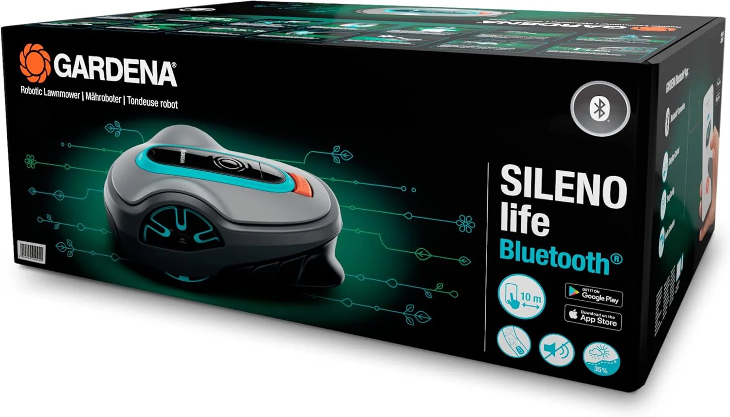 Gardena Robotmaaier SILENO minimo 500 m: intelligente grasmaaier met optimale connectiviteit, programmeerbaar met Gardena Bluetooth-app, DE-versie (15202-20)