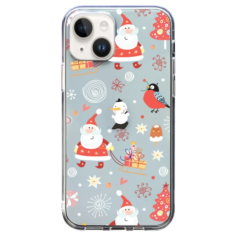 Christmas Colored Drawing Pattern High Transparent Soft TPU Phone Case, For iPhone 14 Plus, For iPhone 14, For iPhone 14 Pro, For iPhone 14 Pro Max