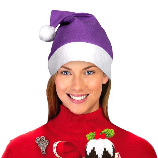 Purple Santa Hats Bulk Classic Felt 12 PACK 22.5