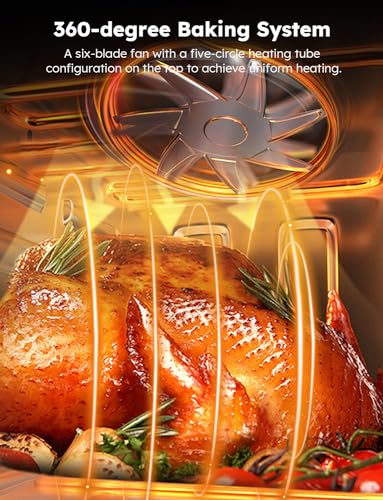 Air Fryer Oven, 15.5Qt X Large Family Size, SS Rotisserie Basket &Skewer Kit, Reversible Ultra Non Stick Grill/Griddle Plate, Powerful 1800W, Integrated Smart Thermometer,Black