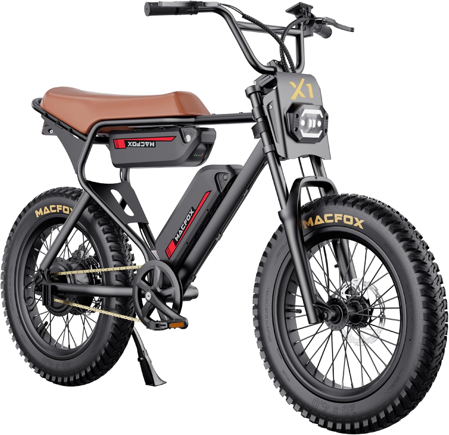 MACFOX Electric Bike for Adults Wheelies with 750W/500W Motor and 48V Ebike Battery, 20 Fat Tire Electric Dirtbike with Dual Disc Brakes and Shock Absorbers for Mountains, Road (US Warehouse)