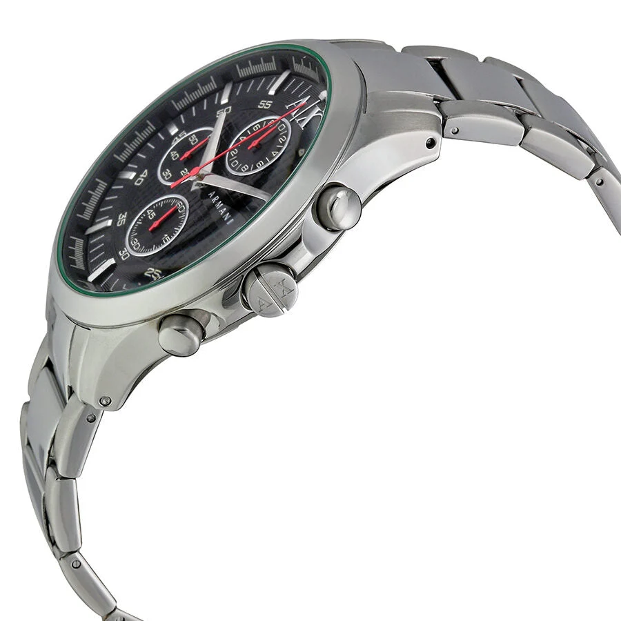 Armani Exchange Hampton Chronograph Black Dial Silver Watch - AX2163