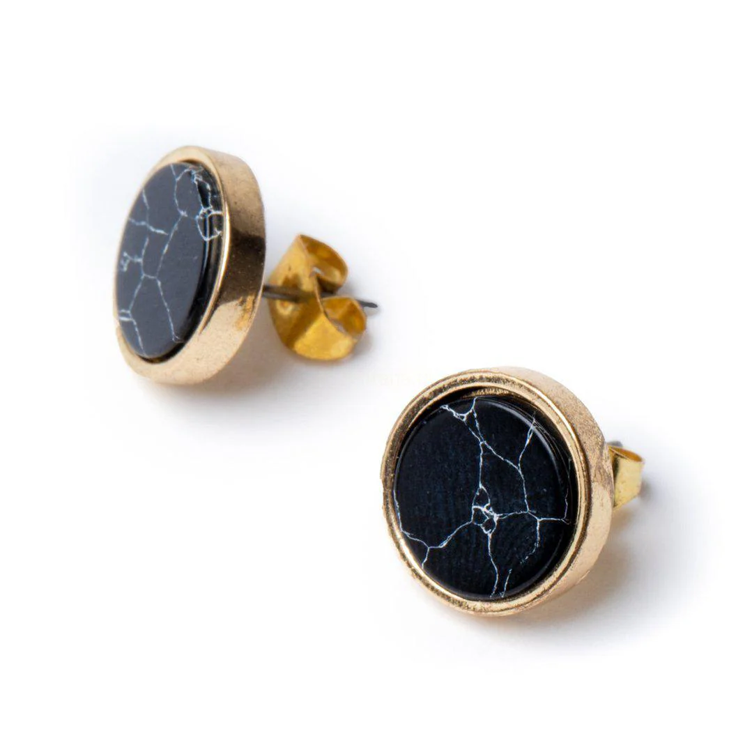 Zwarte Jaspis Oorknopjes - Edelsteen Oorbellen - Oorstekers - Balans