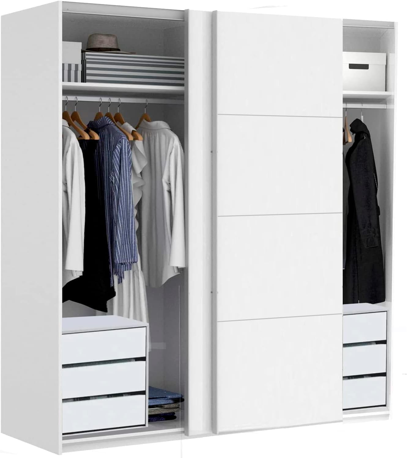 Bedroom Wardrobe 150 High with Two Drawers, Ideal for Any Type of Bedroom, Simple and Functional Design, 200 Height x 150 Width