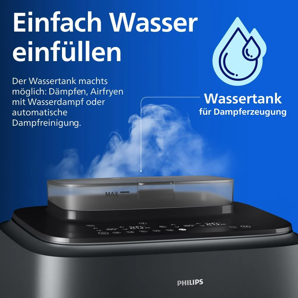 Philips NA550/00 5000 Series Steam & AirFry Heißluftfritteuse 9L – RapidAir Plus, 2x Korb, 2750W