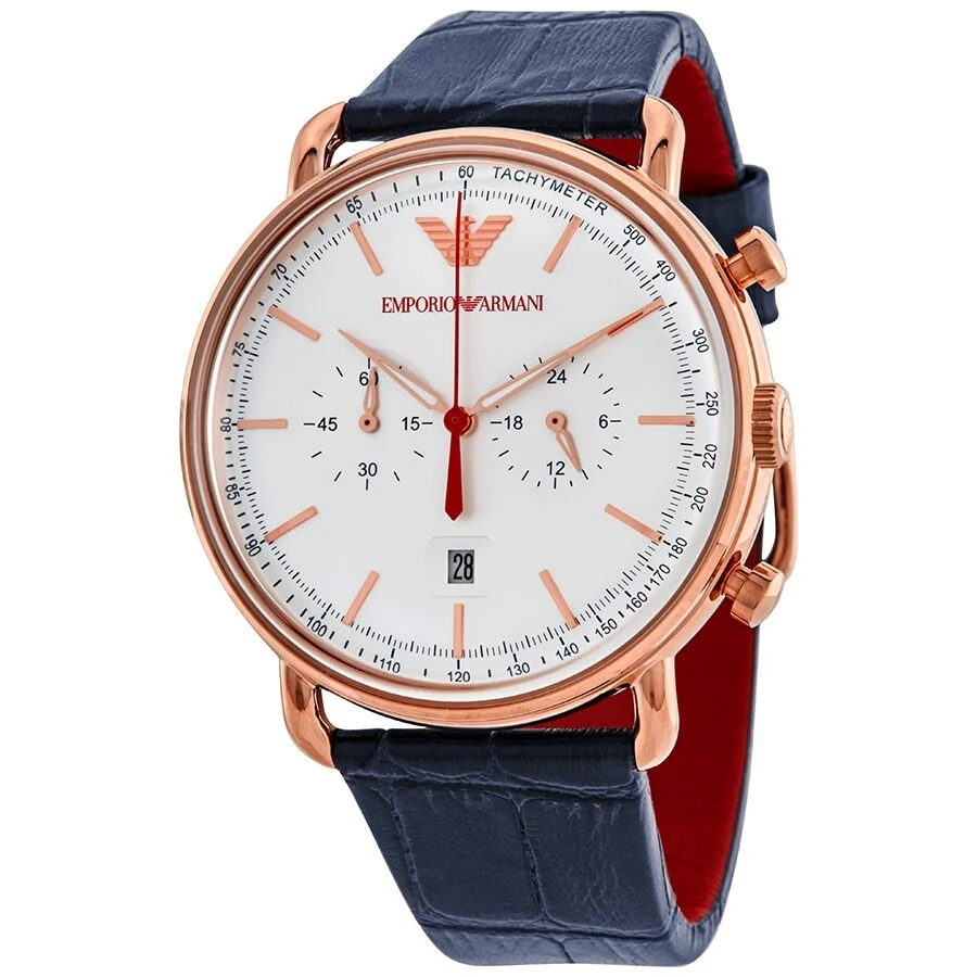 Emporio Armani Aviator Chronograph Silver Dial Men's Watch - AR11123