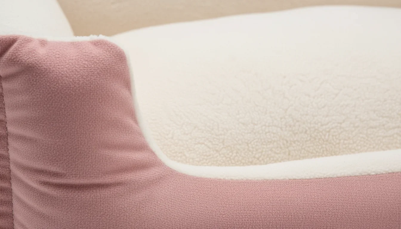Soft Pink & White Dog Bed with Plush Cushioned Design