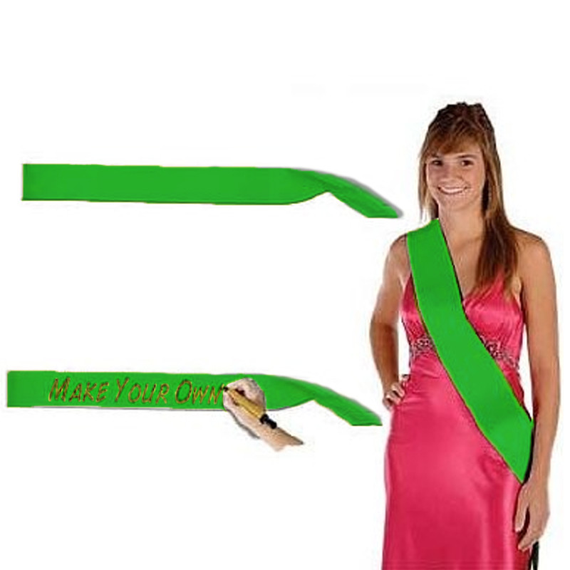 Custom Pageant Wedding Kelly Green Satin Sashes 60