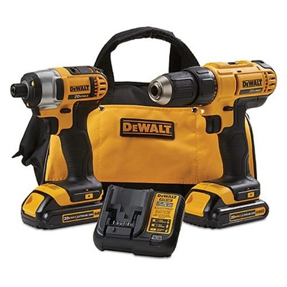 2025 DEWALT DCK240C2 Kit Combinado 20V MAX Taladro y Atornillador de Impacto Inalámbricos con (2) Baterías de 1,3 Ah, Cargador y Bolsa