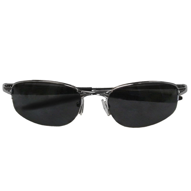 UV400 Sports Sunglasses Metal Silver Low Profile Half Frame/Smoke Lens 1119