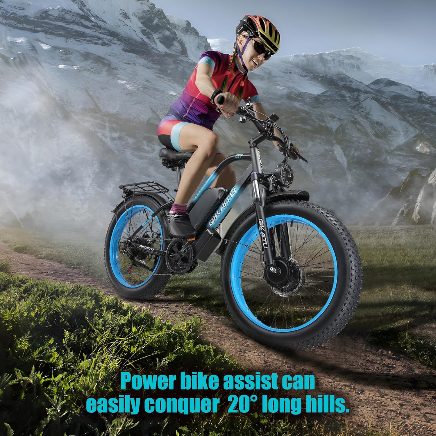 Electric Bike for Adult, 26 x 4.0 Fat Tire Ebike, 1000W/2000W Peak Electric Bicycle, 48V 13/17.5/23AH Waterproof Battery, Front Suspension Ebike, 27MPH-46MPH, Adjustable Seat, UL and GCC Certified