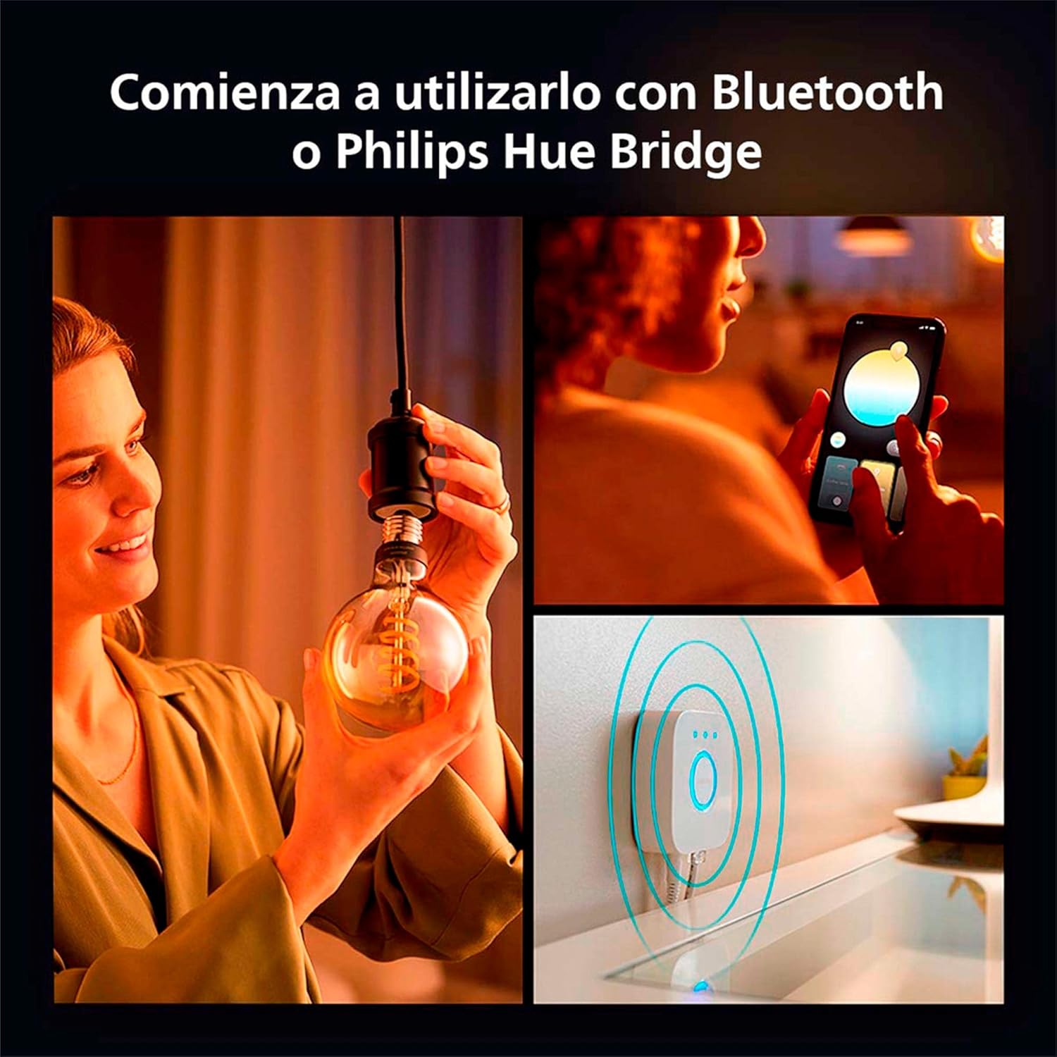 Philips Hue White Ambiance G40 LED Bulb 4-Pack, 550LM, E26, Smart Home Compatible with Alexa & Google Assistant