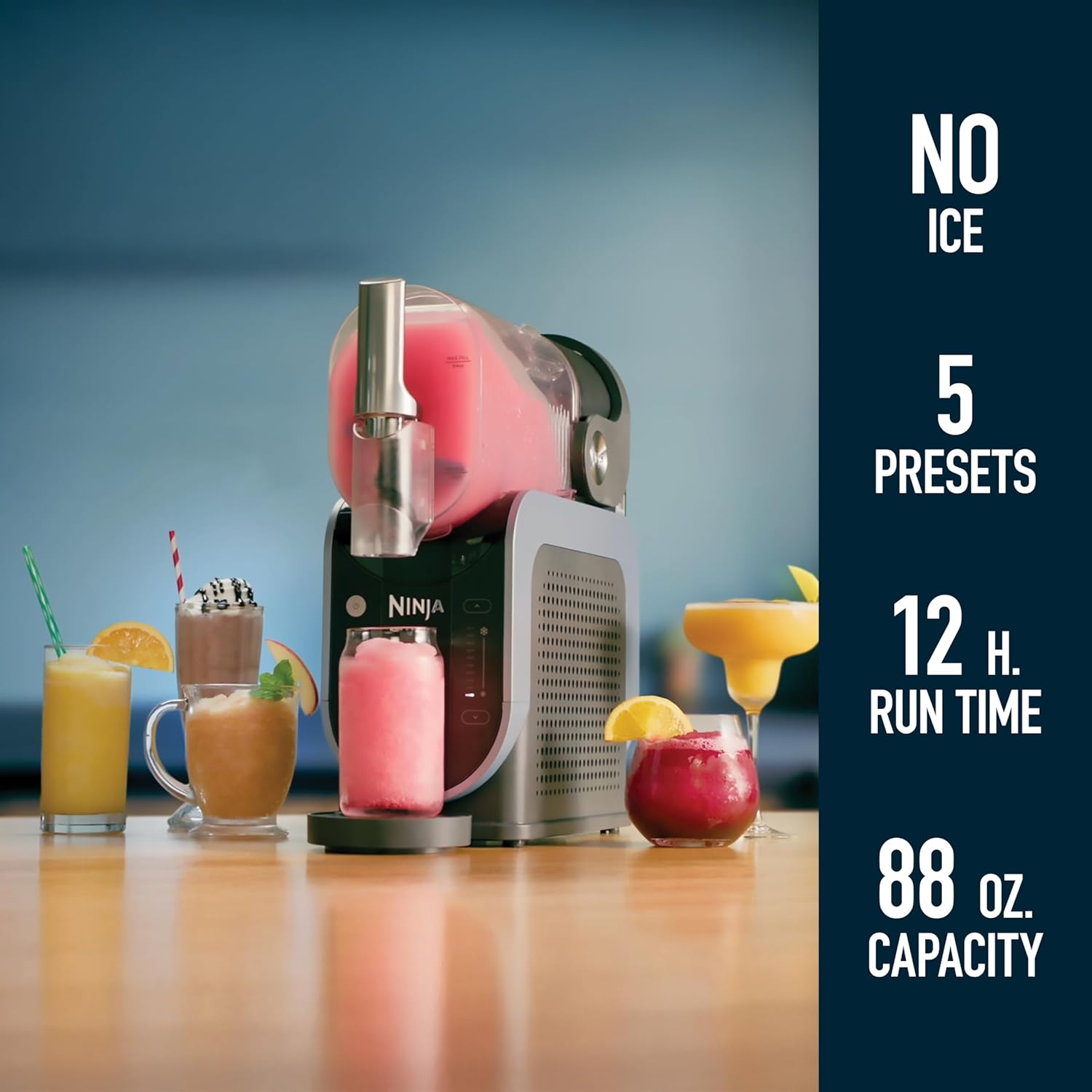 Ninja SLUSHi with RapidChill Technology, 88 oz. Frozen Drink & Slushie Machine, 5 Preset Programs, Margaritas, Frappés, and More, Premium Accents, Black, FS301