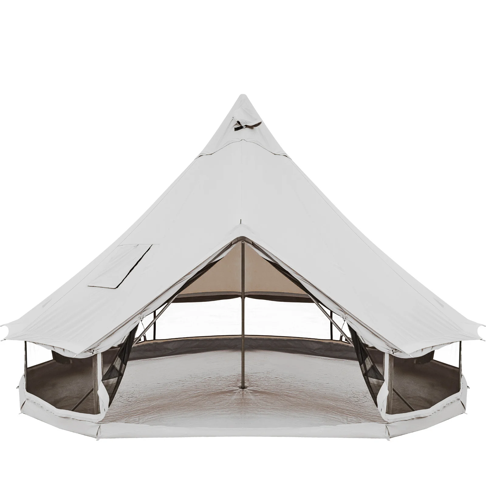 2025 KingCamp Khan 400 C – Tienda muy espaciosa para hasta 6 personas con forma clásica redonda de tipi, que aporta un encanto especial de glamping