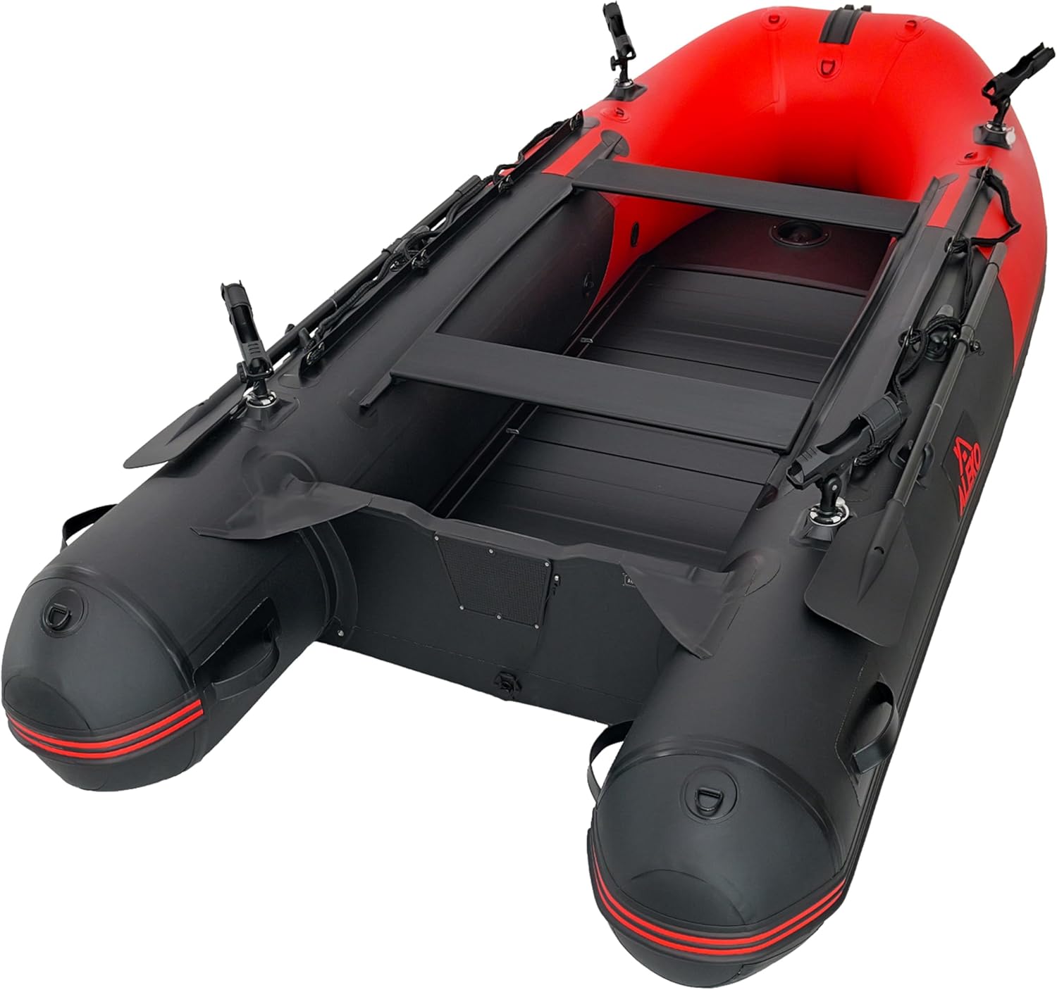 Inflatable Boat | Yacht Dinghy Tender Raft | Multi Person Fishing Boat | Aluminum Floor Oars | Fishing Rod Holders | Heavy-Duty PVC | 2024 Model |