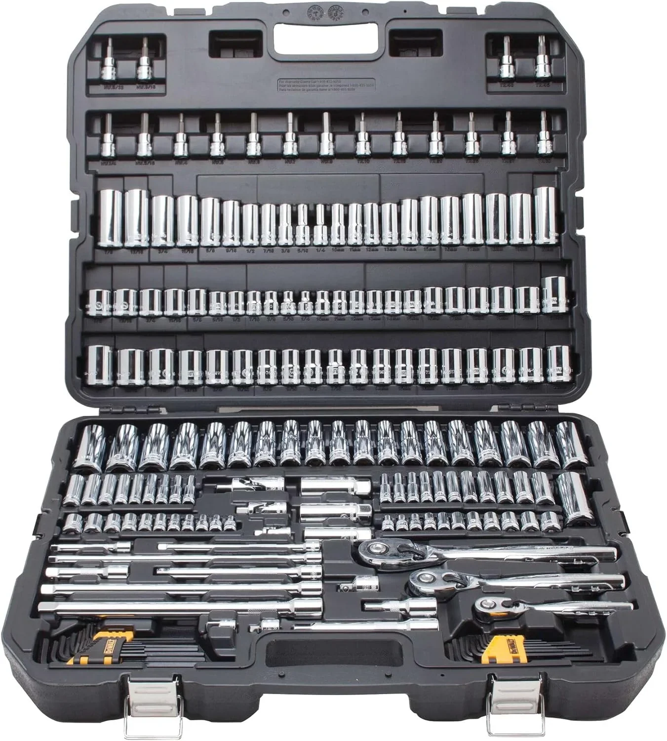 Mechanics Tool Set, SAE and Metric, 1/2, 1/4, 3/8 Drive Sizes, 192-Piece.