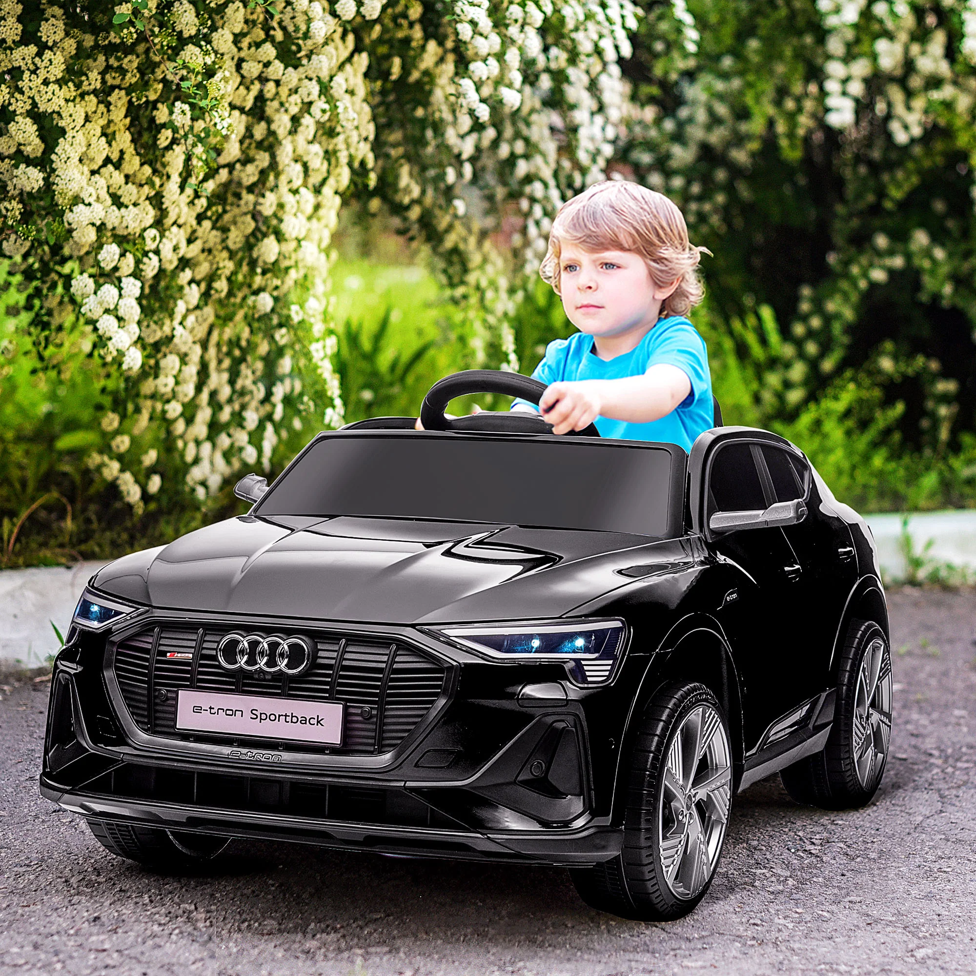 HOMCOM elektrische kinderauto voor 3-5 jaar, 3-5 km/u, zwart, 108 x 60 x 47 cm