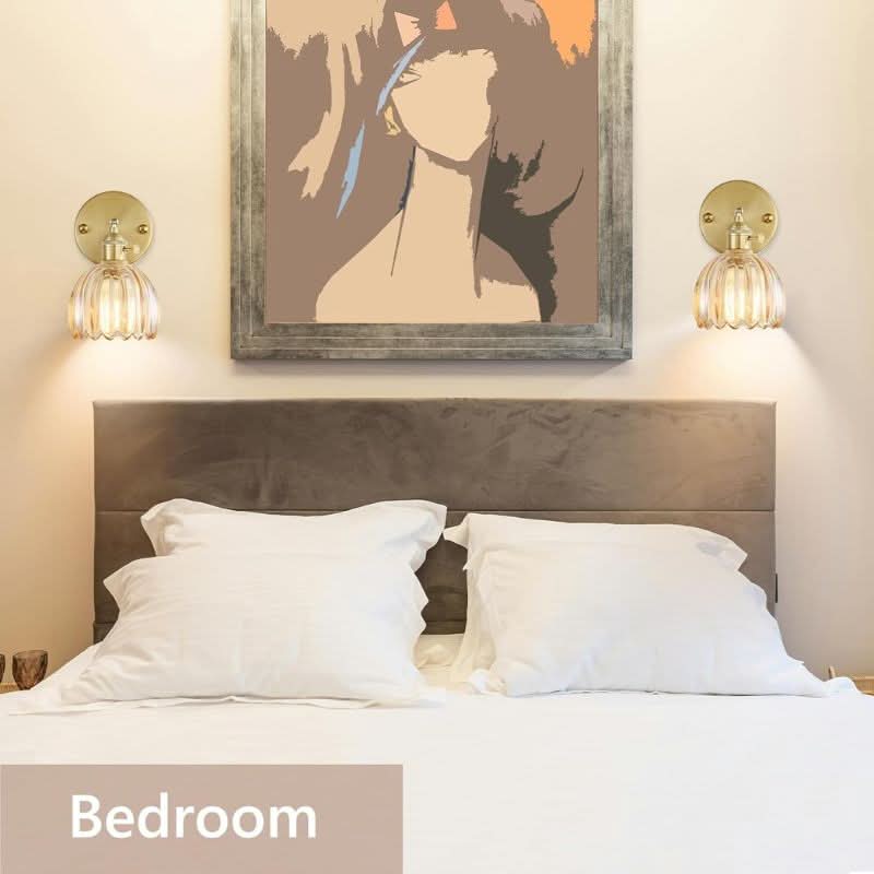 Iluminating Wireless Wall Light - Includes 2 Free Bulbs & Dimmable Brass & Glass Sconce