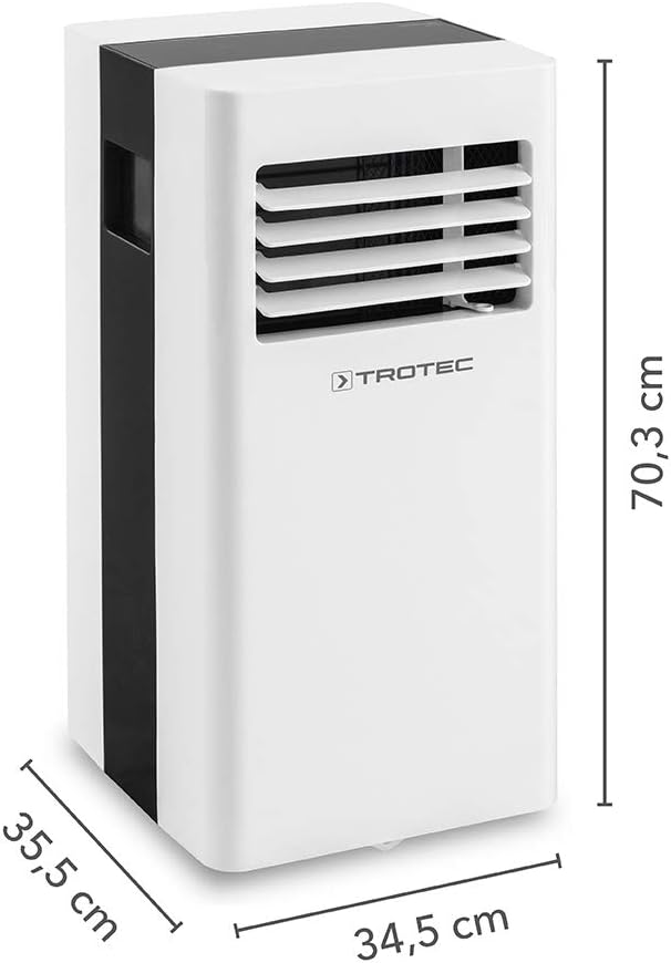 TROTEC PAC 2100 X mobile Klimaanlage 3-in-1 Kühlung, Ventilation, Entfeuchtung Monoblock-Klimagerät 2 kW 7.000 BTU/h für Raumgrößen bis 26 m² und 65 m³ 2 Ventilationsstufen