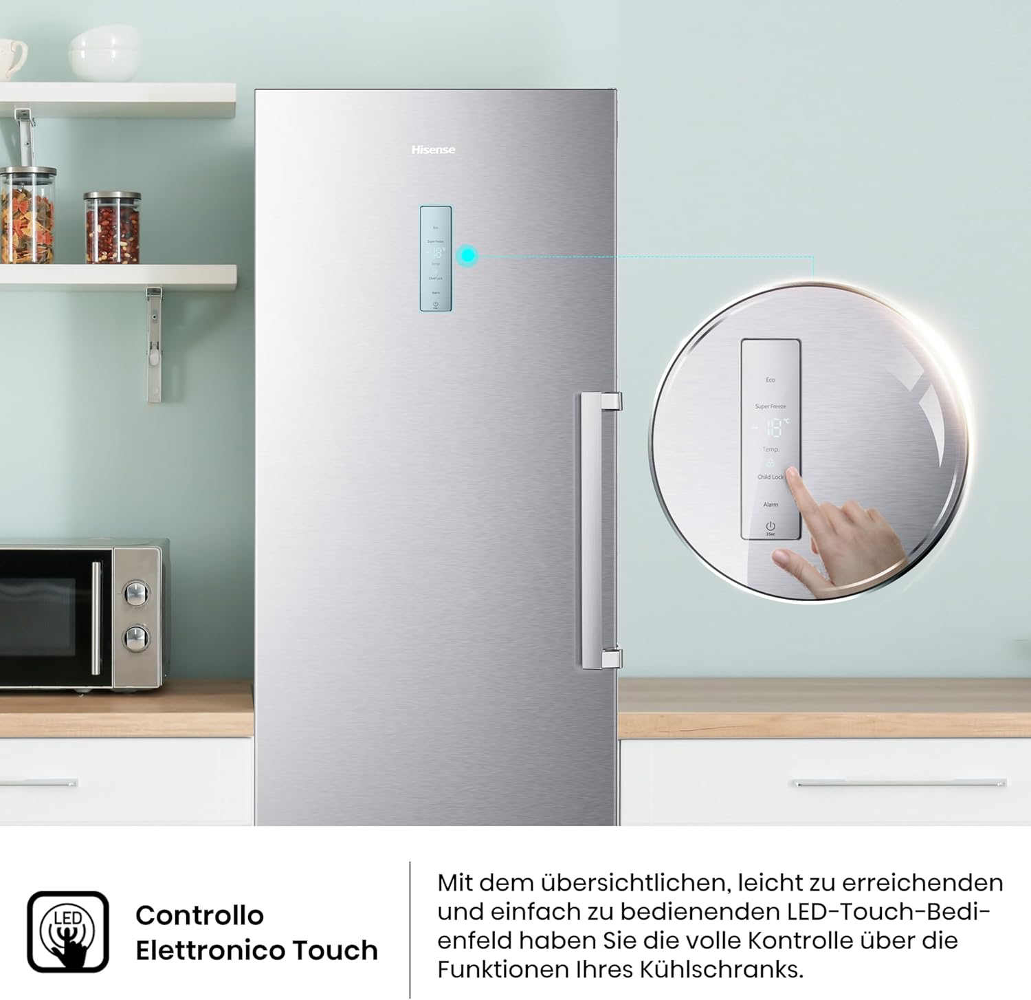 Hisense FV191N4AW2 Gefrierschrank/ TotalNoFrost/ SuperFreeze/ Türalarm/ Multiflow 360°/ BigBox/ 143,4 cm/ Gefrierteil 147 l/ 41 dB/ 205 kWh/Wei